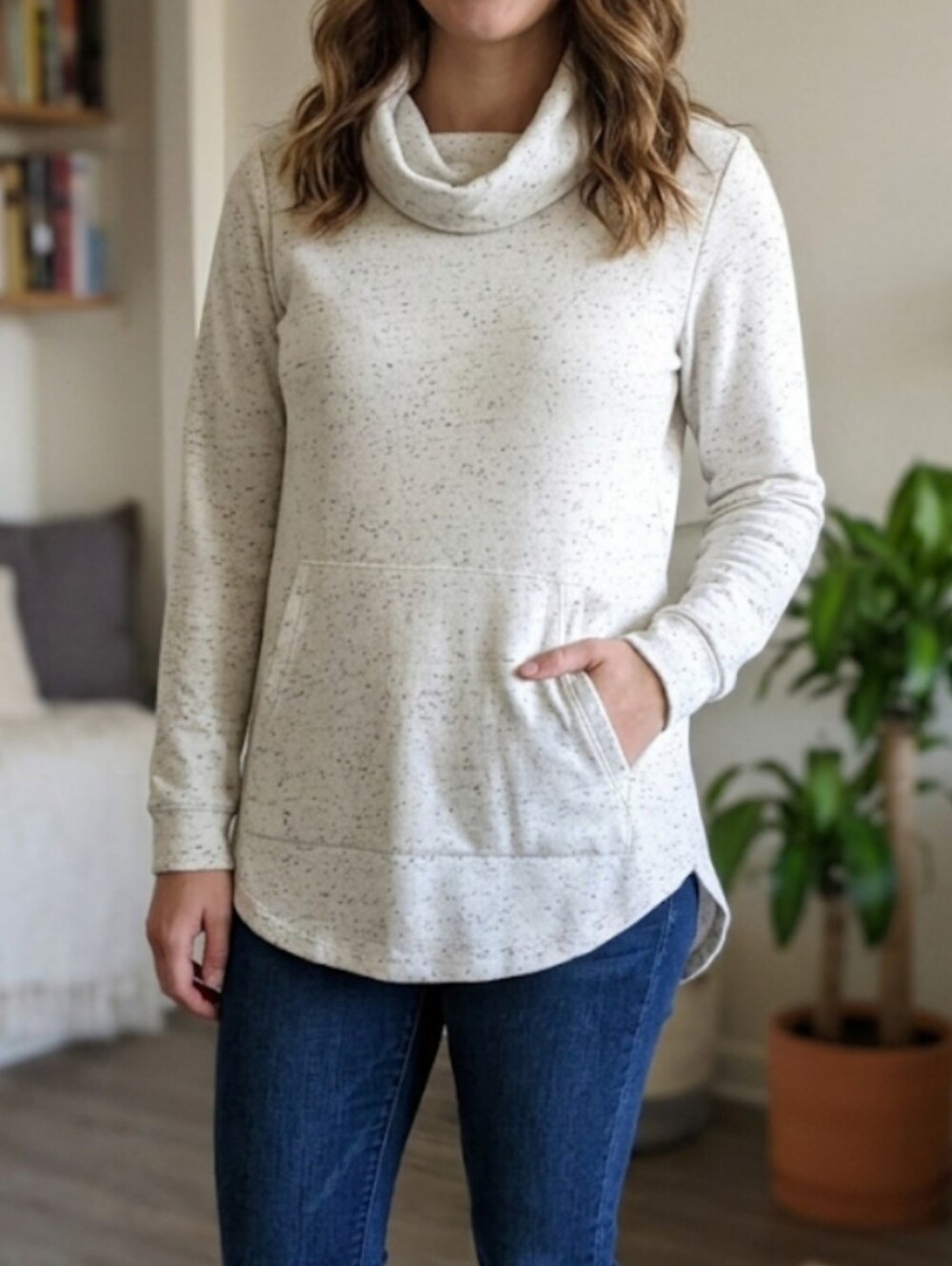 Eileen Fisher Organic Cotton Cowl Neck Sweatshirt French Terry sz XS Oversized.